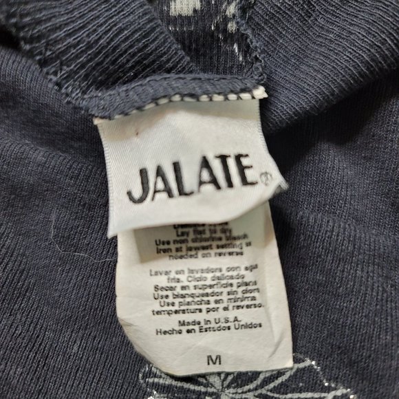 Jalate glitter black silver butterfly long sleev shirt with queen ann neckline M - Picture 3 of 4